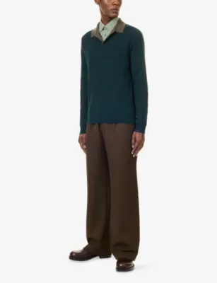PAUL SMITH Contrast-Trim Polo-Collar Wool-Blend Jumper detail 2
