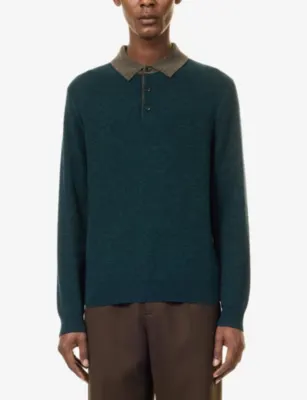 PAUL SMITH Contrast-Trim Polo-Collar Wool-Blend Jumper detail 3