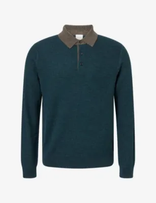 PAUL SMITH Contrast-Trim Polo-Collar Wool-Blend Jumper