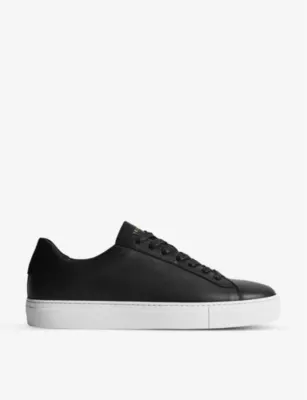 REISS Finley Leather Low-Top Trainers - BLACK - EUR 41 / 7 UK MEN in BLACK – Mens | Trainers | Lace up trainers