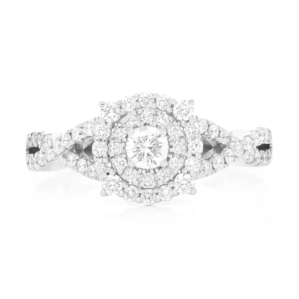 For Him Split Shank Unique Halo Diamond Engagement Ring in Rose Gold / VS / Natural Diamond – Ring