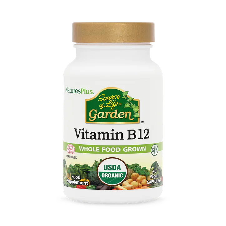 NaturesPlus Source of Life Garden Organic Vitamin B12 1000 Mcg 60 Vegan Capsules