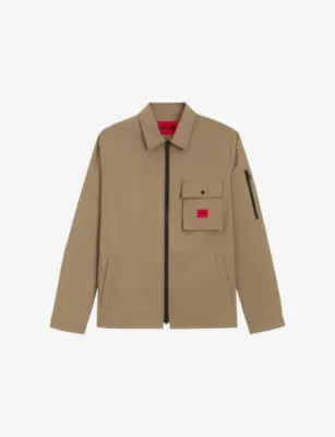 HUGO Emmond Logo-Patch Cotton Overshirt