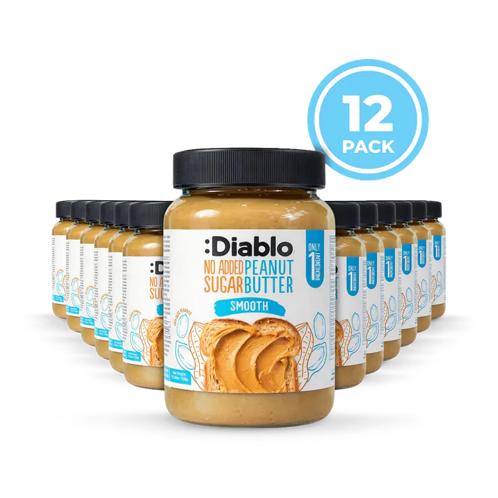 Diablo No Added Sugar Smooth Peanut Butter 350g Pack of 12
