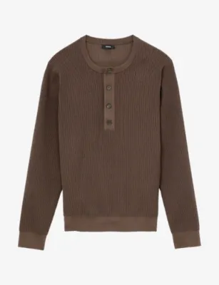 REISS Declan Long-Sleeve Stretch-Knit Henley Top