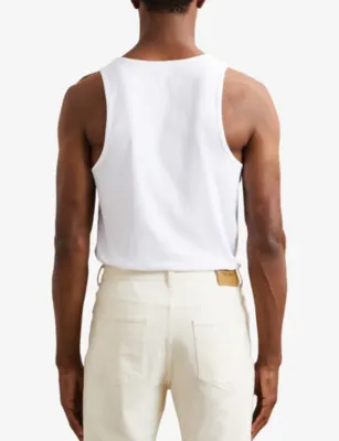 REISS Watson Ribbed Knitted Vest in WHITE, additional product view 3