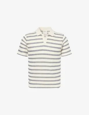 PERCIVAL Moore Open-Collar Cotton-Blend Polo Top