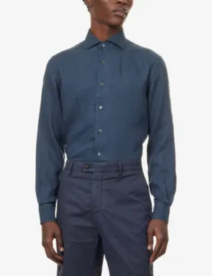 CORNELIANI Long-Sleeve Linen Shirt - 15.75 detail 3