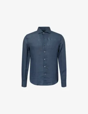 CORNELIANI Long-Sleeve Linen Shirt - 15.75