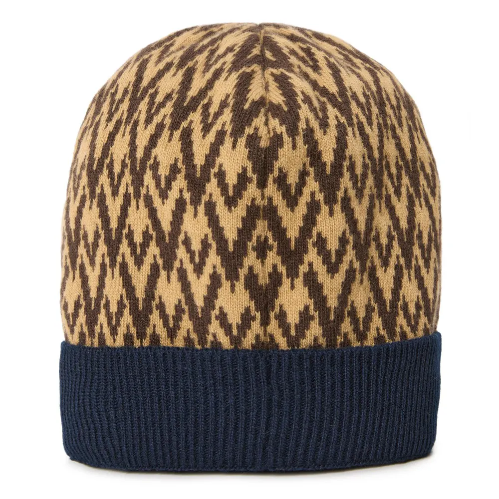 Valentino Garavani Val Knitted Beanie Sn64 in Cammello/Blue – Accessories