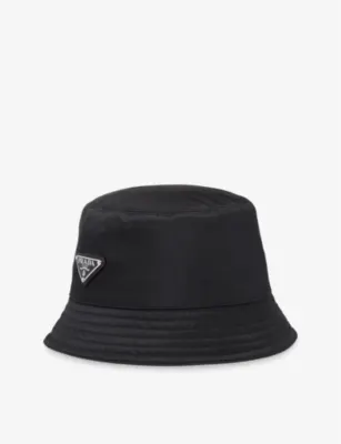 PRADA Logo-plaque nylon bucket hat - BLACK - XL