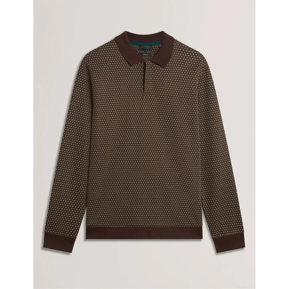 Ted Baker Men's Jacquard Long Sleeve Polo Shirt