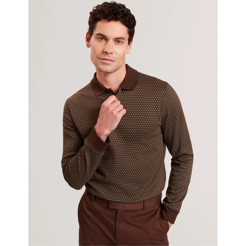 Ted Baker Men's Jacquard Long Sleeve Polo Shirt detail 2