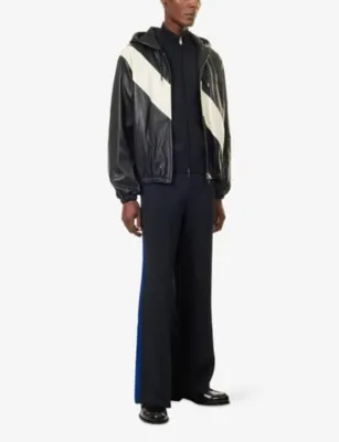WALES BONNER Vista Contrast-Stripe Leather Jacket detail 2