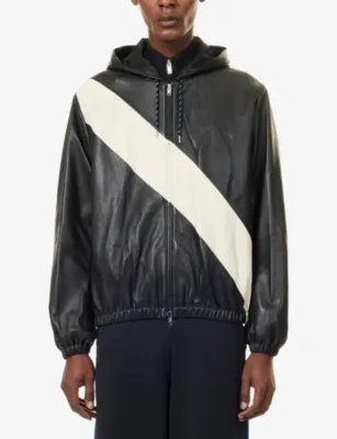 WALES BONNER Vista Contrast-Stripe Leather Jacket detail 3