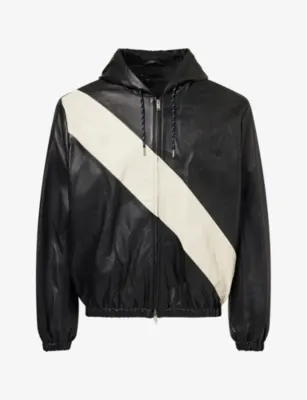 WALES BONNER Vista Contrast-Stripe Leather Jacket