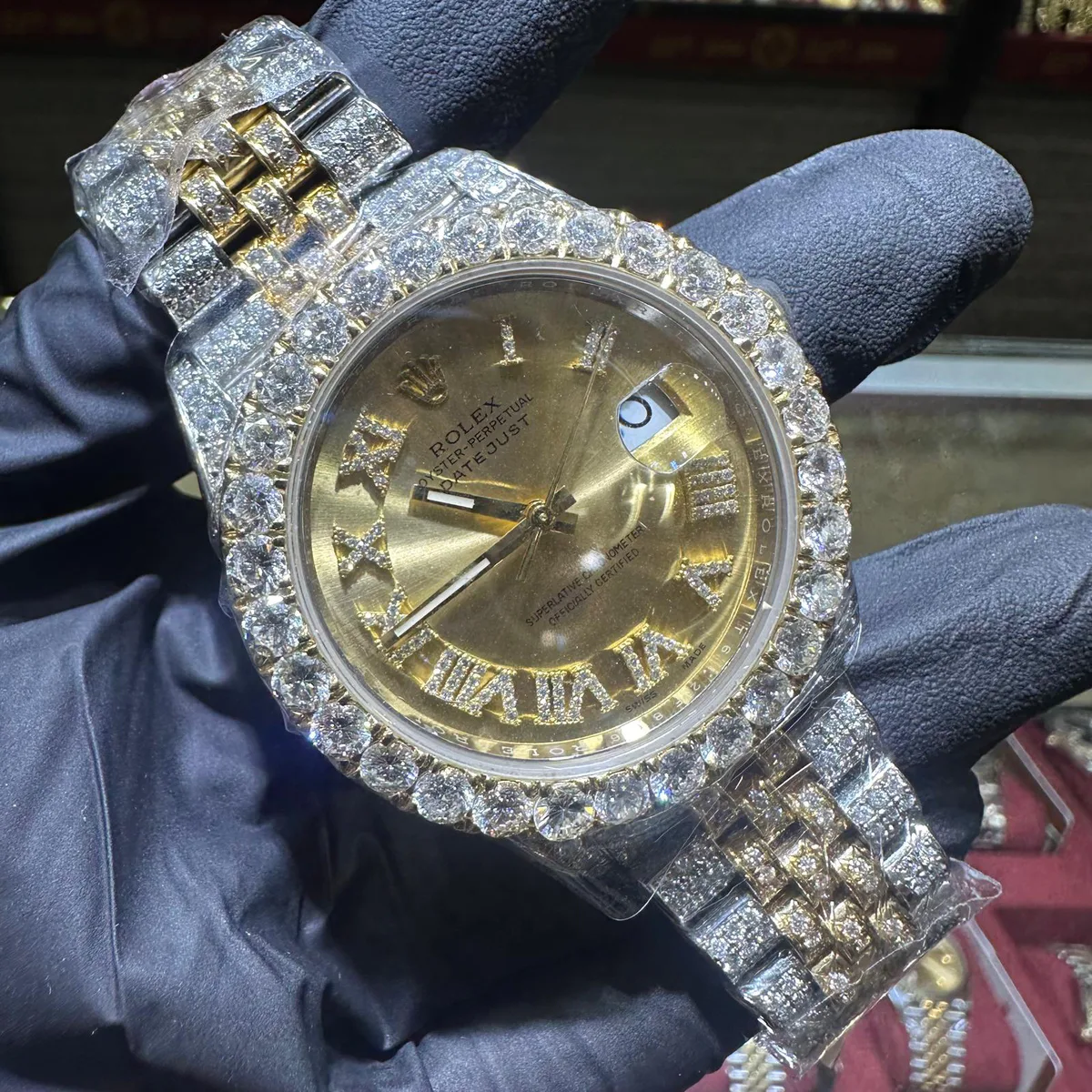 ANKUR - For Him WATCHES Rolex Datejust 41mm | Two Tone Yellow Gold | Iced Out Champagne Roman Dial – Watch