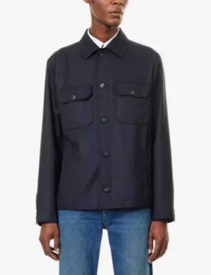 CORNELIANI Travel Pointed-Collar Virgin-Wool Overshirt detail 3