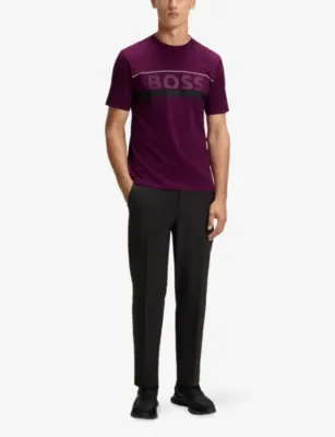 BOSS Brand-Print Short-Sleeve Cotton T-Shirt detail 2