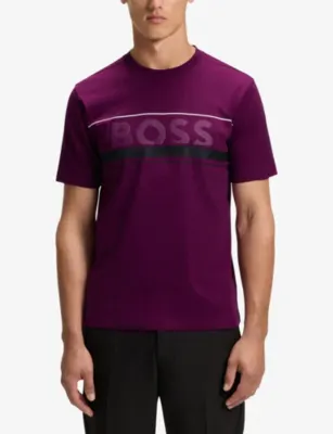 BOSS Brand-Print Short-Sleeve Cotton T-Shirt detail 3
