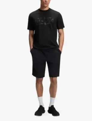 BOSS Branded-Print Short-Sleeved Cotton-Jersey T-Shirt detail 2