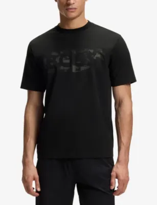 BOSS Branded-Print Short-Sleeved Cotton-Jersey T-Shirt detail 3