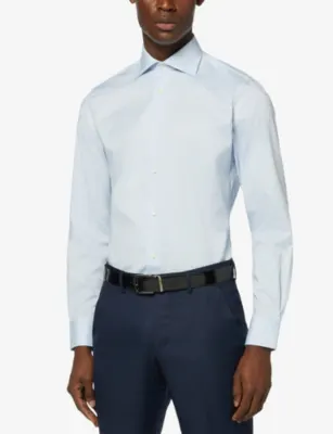 BOGGI MILANO Slim-Fit Long-Sleeved Stretch-Cotton Shirt detail 3