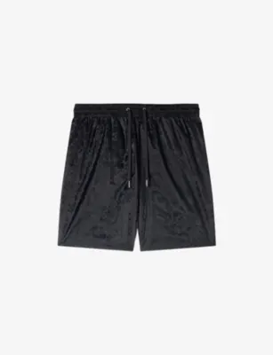 SANDRO Jacquard-print elasticated-waist regular-fit woven swim shorts
