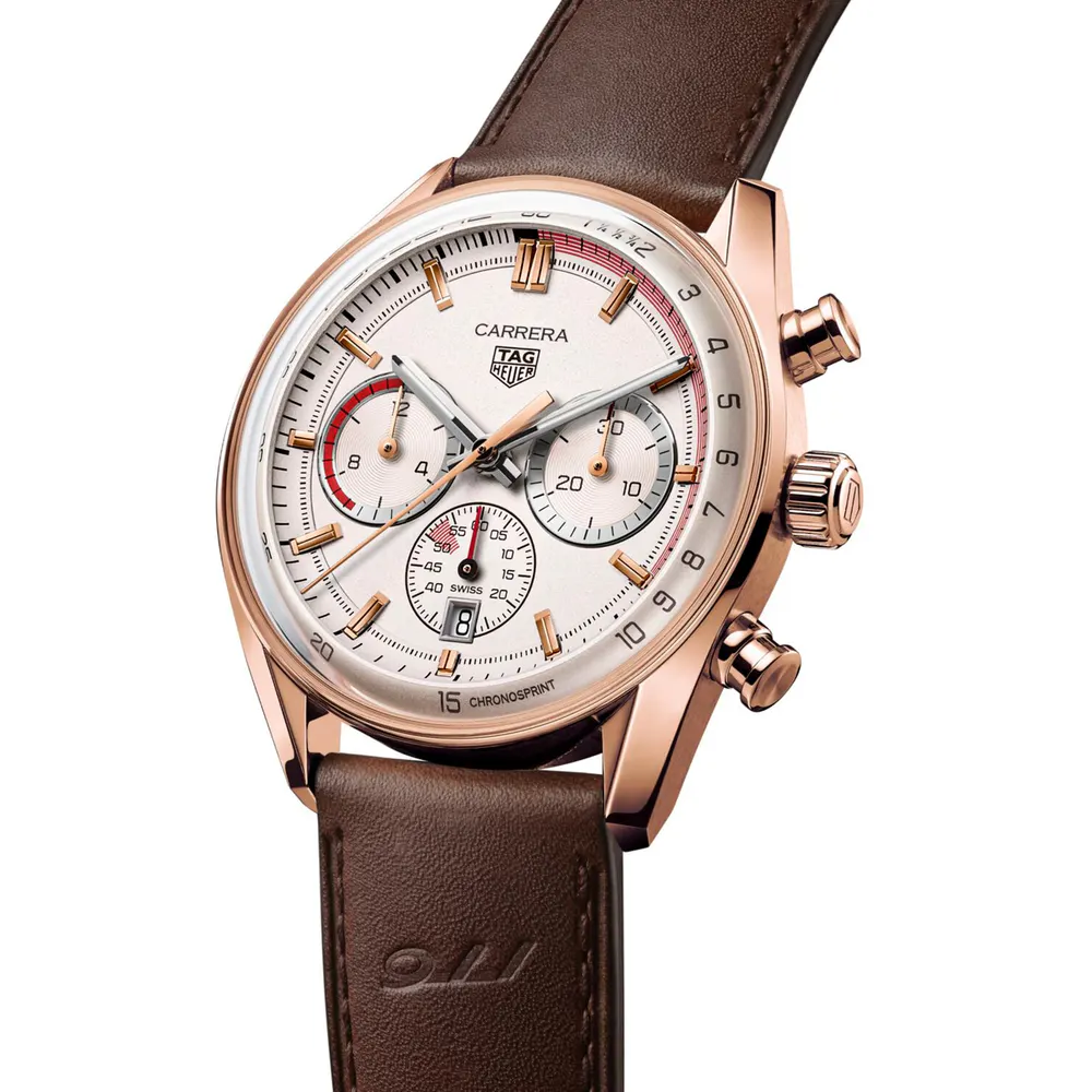 TAG Heuer Carrera Chronosprint X Porsche Special Edition 42mm Mens Watch Beige detail 2