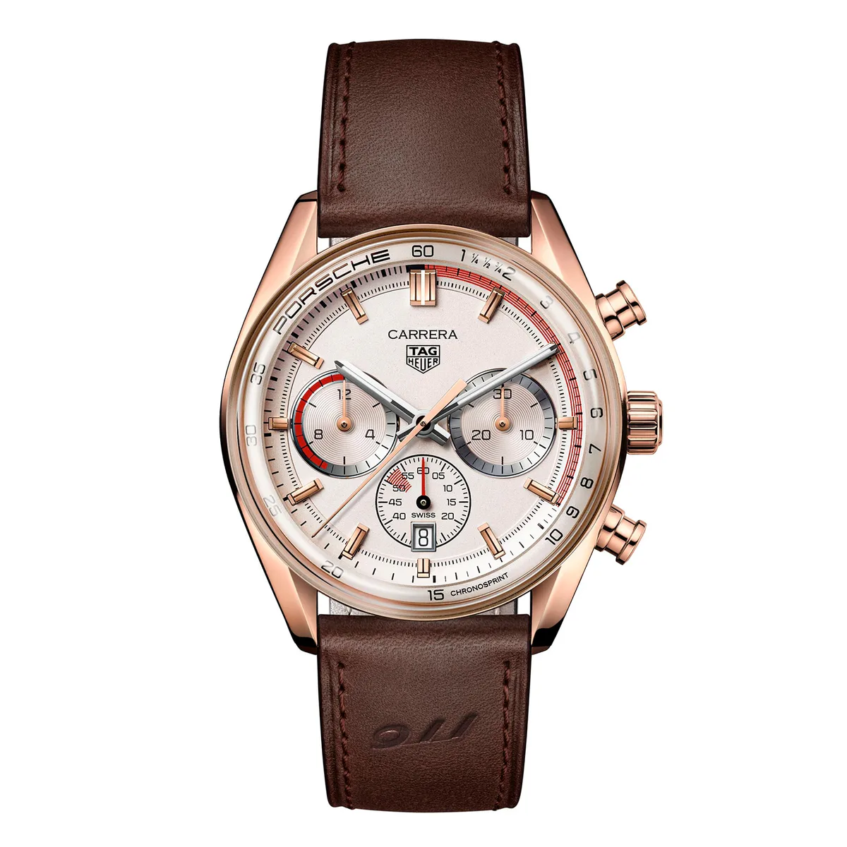 TAG Heuer Carrera Chronosprint X Porsche Special Edition 42mm Mens Watch Beige