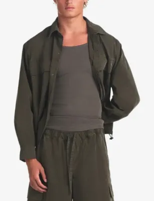 SKIMS Relaxed Cotton-Nylon Woven Shirt in JUNGLE, additional product view 3