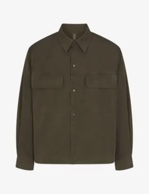 SKIMS Relaxed Cotton-Nylon Woven Shirt in JUNGLE – Mens | Shirts | Casual Shirts | Long-sleeved