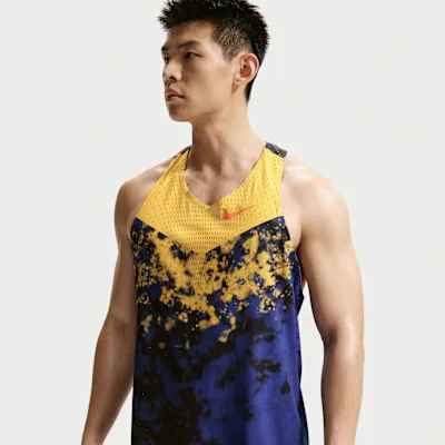 Nike AeroSwift Men's Dri-FIT ADV Running Vest - Citron Pulse/Lapis/Bright Crimson