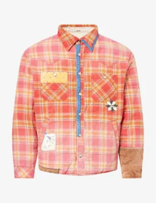KHOKI Check-Print Patchwork Cotton Jacket in RED – Mens | Coats & jackets | Bomber jackets
