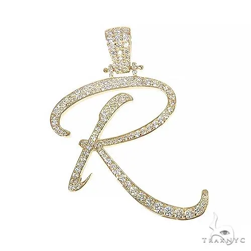 RINA - For Him CUSTOM 14k Gold Diamond 'R' Pendant 66752 in Rose Gold – Pendant