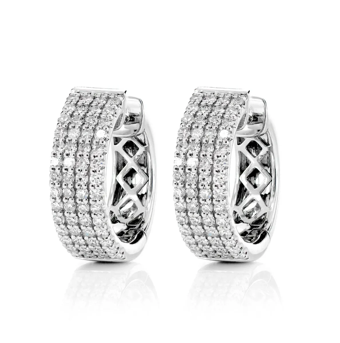 For Him Four Row Diamond Hoop Earrings in White Gold / Lab Grown Diamond – Earring