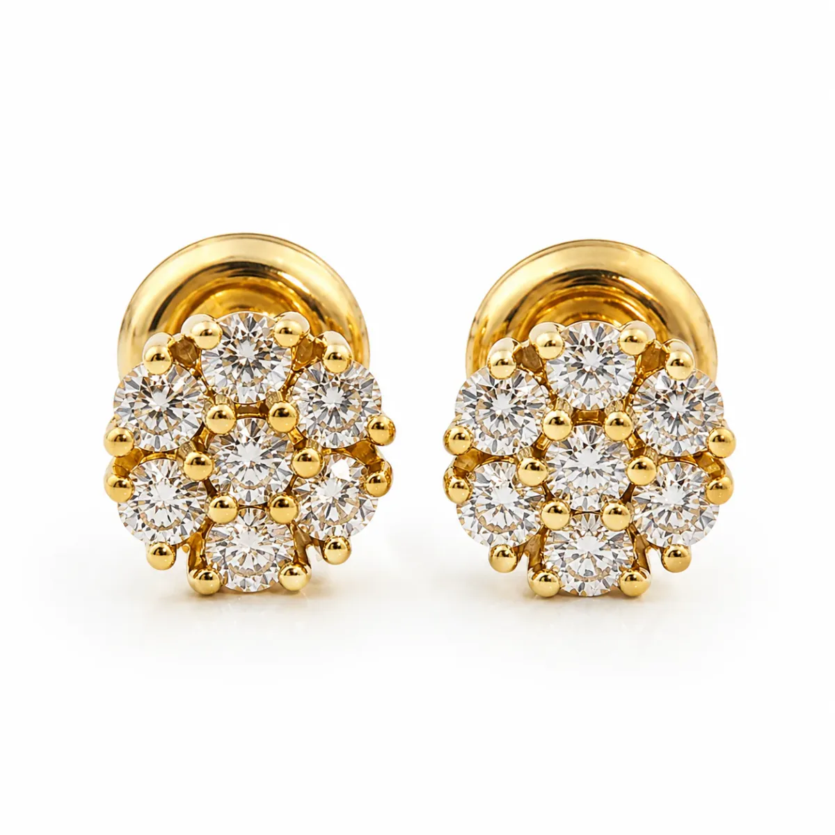 RINA - For Him FACTORY 14K Gold Cluster Diamond Earrings 2 16804 in Yellow Gold – Earrings