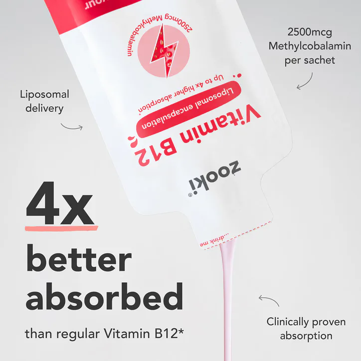 Zooki Liposomal Vitamin B12 2500mcg Strawberry Flavour 90 Sachets Bundle detail 3