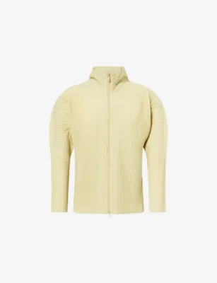 HOMME PLISSE ISSEY MIYAKE Basics Zip-Up Pleated Knitted in Agave Cream Green – Mens | Coats & jackets | Lightweight