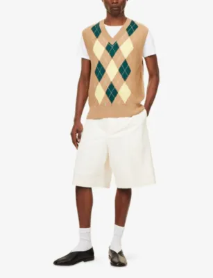 AMI PARIS Argyle Intarsia Knit Wool-Blend Vest detail 2