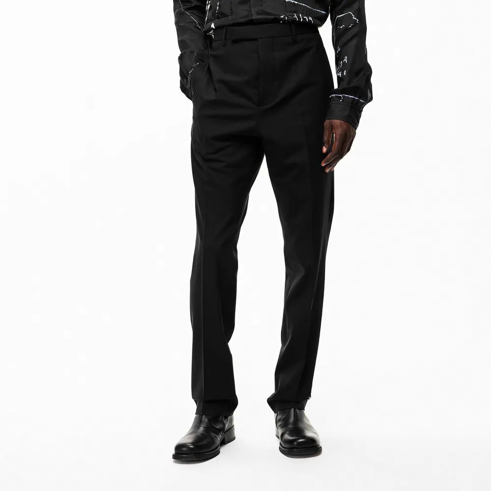 Rick Owens Men's Slim Astaires Straight Leg Trousers in Black, additional product view 3