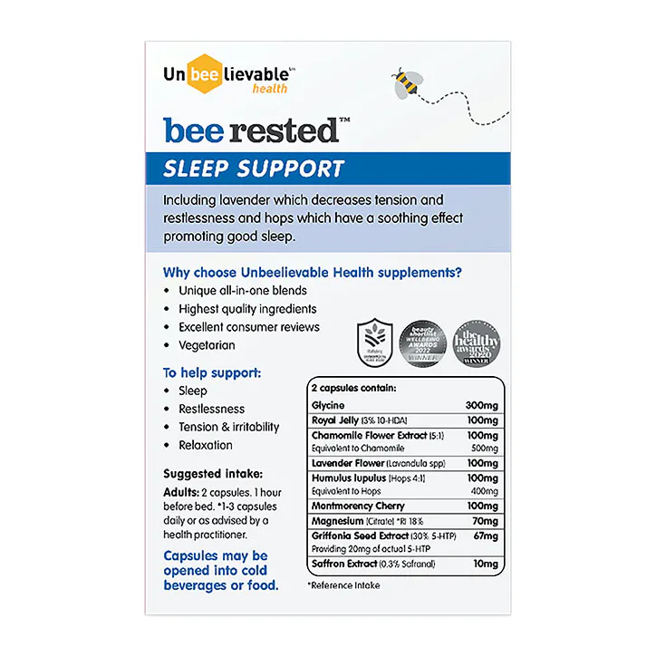 Unbeelievable Health Bee Rested 20 Capsules, additional product view 2