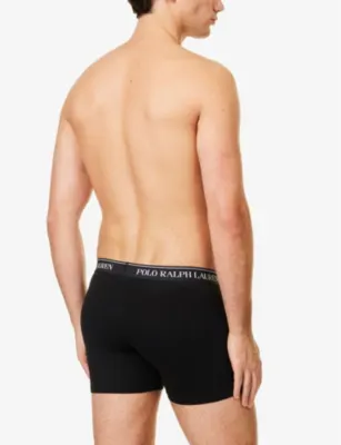 POLO RALPH LAUREN Logo-waistband mid-rise pack of three stretch-cotton boxer briefs detail 3