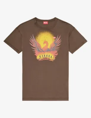 DIESEL Pheonix-Print Crewneck Cotton T-Shirt