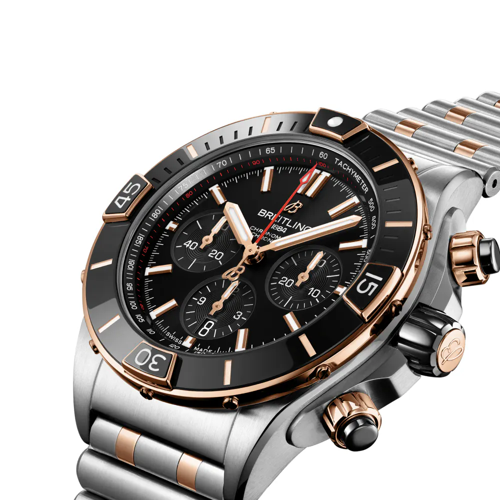 Breitling Super Chronomat B01 44 Stainless Steel & 18k Red Gold Watch detail 2