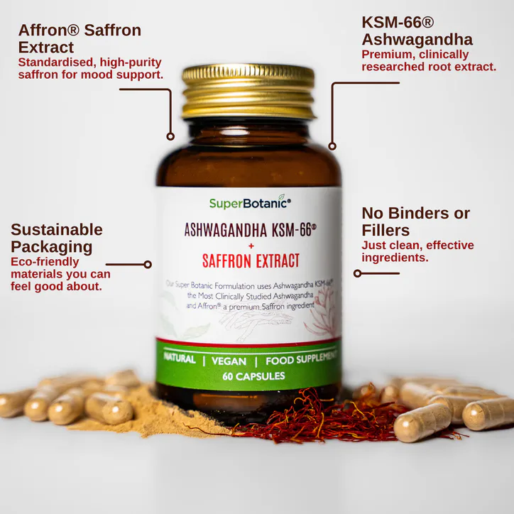 SUPER BOTANIC Ashwagdha KSM66 + Saffron extract, additional product view 2