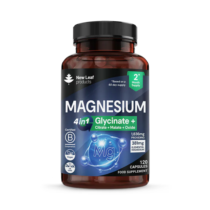New Leaf Products Magnesium Complex 4in1 Glycinate Citrate, Malate, Oxide 120 Capsules