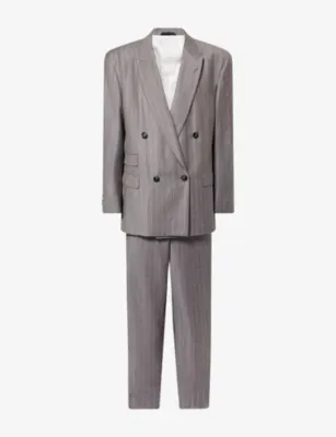 GIORGIO ARMANI Pinstripe Double-Breasted Wool Suit in BLACK OLIVE – Mens | Suits & tailoring | Suits