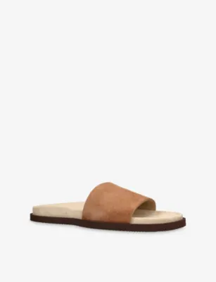 BRUNELLO CUCINELLI Wide-Strap Suede Sliders - EUR 45 / 11 UK MEN in GREY/M.CMB, additional product view 3