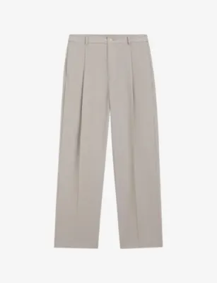 BOSS Wide-Leg Relaxed-Fit Wool Trousers